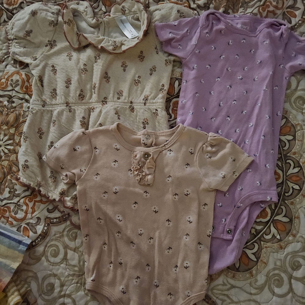 Kids Floral Short-Sleeve Bodysuit - Pink & Lavender - Brand Unspecified